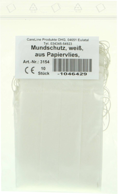 MUNDSCHUTZ PAPIERVLIES m.Gummiband weiß